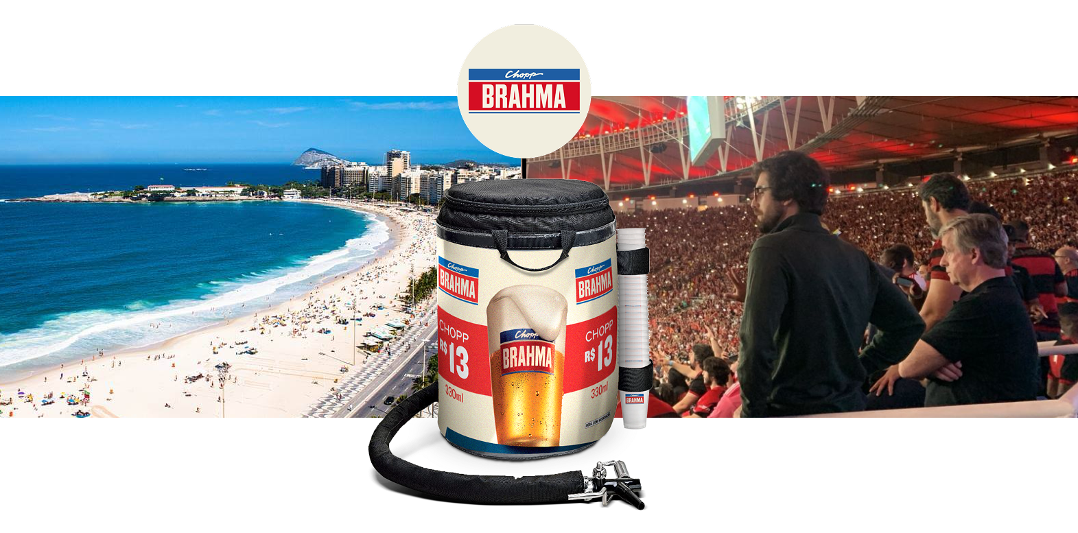 Composição do Chopp na Mochila em praia, estádio e eventos