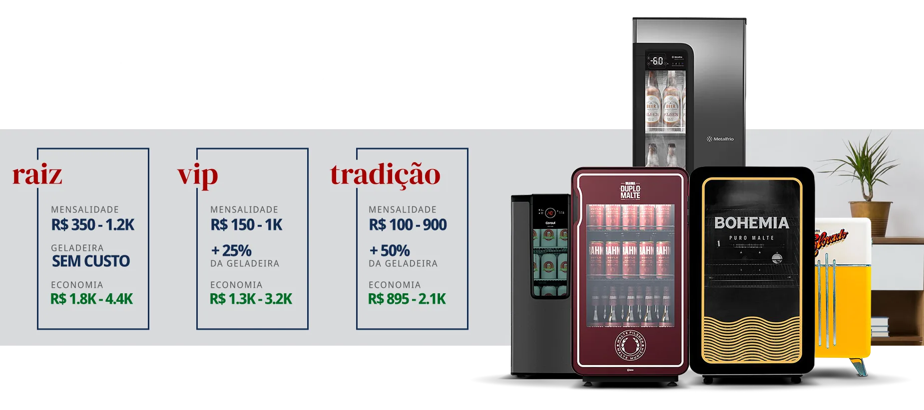 Planos Boteco Raiz, VIP e Tradição com economia por contrato
