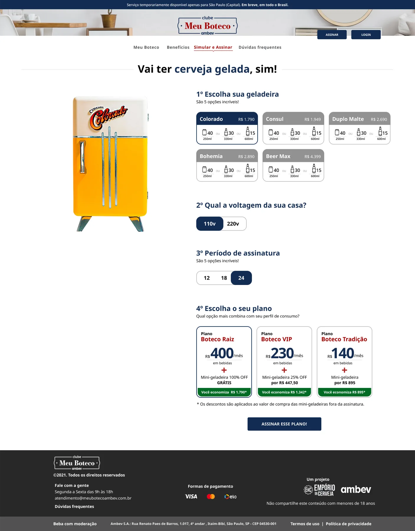 Simulador desktop do MVP Meu Boteco Ambev